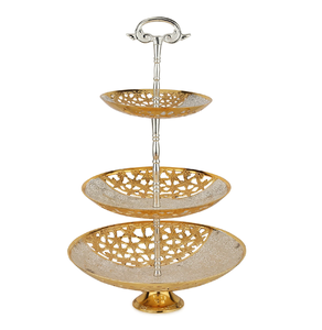 ชั้นวางเค้กทองเหลืองหลายชั้น 5 ชั้น สำหรับงานแต่งงานหรูหราและงานเลี้ยงสุดหรู จัดวางขนมหวานและเค้ก - Product Image 6
