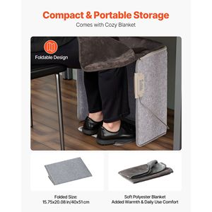 Stufa Portatile da Scrivania con Timer, Silenziosa e Pieghevole, Scaldapiedi/Scaldacaviglie con Telecomando per Casa e Ufficio - Product Image 5