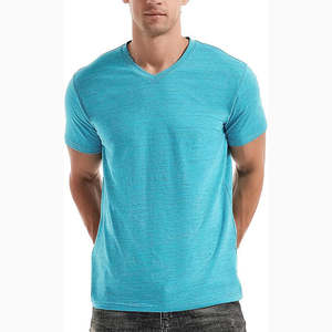 Camiseta de Verano para Hombre, Cuello en V, Color Verde Azulado, 100% Algodón, Tejido de Punto, Secado Rápido, Transpirable, Casual, Manga Corta, Básica - Product Image 4