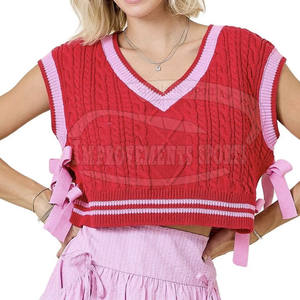 Chaleco de punto recortado personalizado de alta calidad para mujer, ropa de moda, chaleco de punto recortado para mujer - Product Image 3