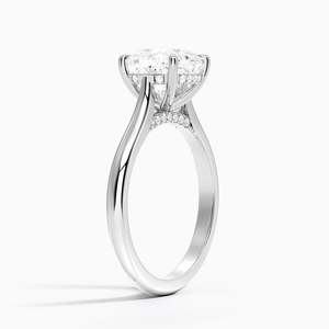 Anillo de compromiso de moissanita de 2 quilates con corte cojín, solitario nupcial con engaste decorativo - Product Image 4