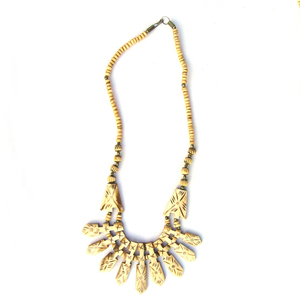 Collar de cuentas de hueso MAE con diseño geométrico, estilo étnico, cuentas en forma de corazón, joyería unisex para hombres y mujeres, ideal para fiestas. - Product Image 1