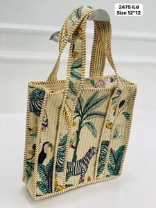 Sac fourre-tout matelassé en coton à imprimé animal, fermeture éclair de haute qualité, grande capacité pour la plage, le shopping, les voyages et l'usage quotidien - Product Image 1