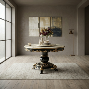 Tavolo da Pranzo Rotondo di Lusso con <span class=keywords><strong>Lazy</strong></span> <span class=keywords><strong>Susan</strong></span>, per Hotel e Ristoranti, in Legno Massello e Marmo, Arredamento su Misura OEM - Product Image 2