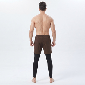 Customized Drawstring Waist <b>Shorts</b> With Side Pocket Gym Workout Mid Waist <b>Compression</b> Leggings Double Layer Yoga Pant <b>Shorts</b> <b>Men</b> - Product Image 2