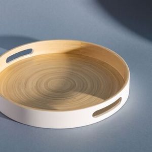Handmade <b>Wooden</b> <b>Round</b> Serving Tray Natural Mango Wood Decorative Platter for Kitchen Dining and Coffee Table - Product Image 1