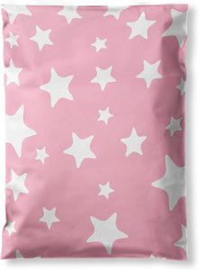 Bolsas de Plástico Decorativas con Estrellas Blancas y Rosa Claro Brillante, Sobres de Envío Impermeables - Product Image 4