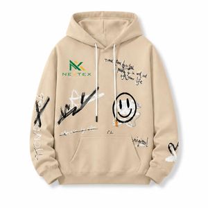 Sweat-shirt à capuche personnalisé avec visage souriant graffiti, streetwear pour hommes et femmes, sweat-shirt surdimensionné, imprimé doodle - Product Image 5