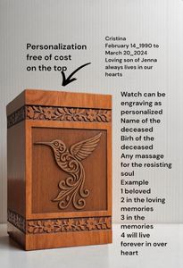 Hummingbird Rosewood Urn <b>Box</b>: Custom Engraved Memorial <b>Keepsake</b> Funeral Memorial <b>Keepsake</b> by AYAANS - Product Image 4