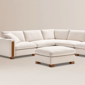 Modern L-Shape Sectional <b>Sofa</b> <b>Set</b> With Fabric <b>Cover</b> And Wood Legs For Living Room - Product Image 6