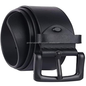 Nouvelle ceinture habillée noire en cuir véritable pour hommes et femmes à boucle en alliage personnalisée - Product Image 3