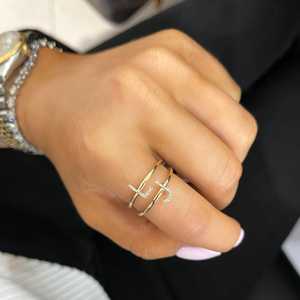 Anillos Apilables de Diamantes con Letras del Alfabeto, Corte de Diamante Cultivado en Laboratorio, para Uso Diario, Anillos de Promesa Minimalistas de Lujo, Oro Sólido de 10K/14K/18K - Product Image 4