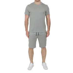 Ensemble court décontracté d'été pour hommes, respirant, 2 pièces, grande taille, avec logo personnalisé, tissu polyester/coton - Product Image 1