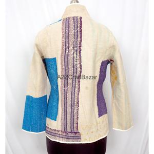 Indian Cotton Hand Block Print <b>Kantha</b> <b>Jackets</b> Patch Work Pure Cotton Women Winter <b>Jackets</b> - Product Image 4
