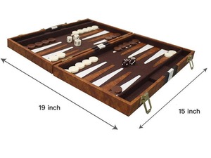 <b>Wood</b> Backgammon <b>Set</b> Foldable 19x15 Inch with Checkers Dice and Cups for Playing Unisex - Product Image 1