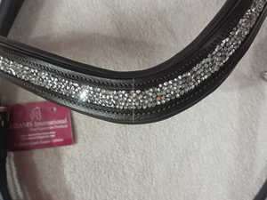 Banda de cejas de caballo con logotipo personalizado Material de cuero de calidad superior con cristal ostentoso decorativo para equitación ecuestre - Product Image 2