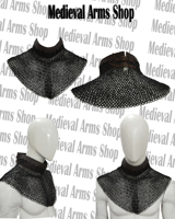 Collier en maille de fer fait main en acier doux à anneaux rivetés plats, armure de chevalier, costume d'historie pour adulte unisexe