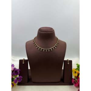 Indian Ethnic Gold Plated CZ <b>Bridal</b> <b>Necklace</b> & <b>Earring</b> <b>Set</b> by Amira - Product Image 1