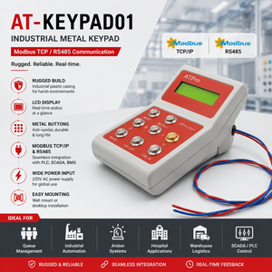 แป้นพิมพ์โลหะอุตสาหกรรมแบบ Modbus พร้อมจอแสดงผล LCD |   AT-KEYPAD01 สำหรับ PLC, SCADA และระบบคิว - Product Image 1