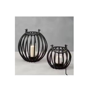 Small Iron Candle Holders for Outdoor Patio <b>Black</b> Metal <b>Lantern</b> for Table Centerpiece & Farmhouse Home Decor - Product Image 1