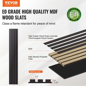 Decorazioni moderne da parete pannelli acustici in legno a doghe 7.9X94.5 pollici rovere nero elegante e funzionale - Product Image 2