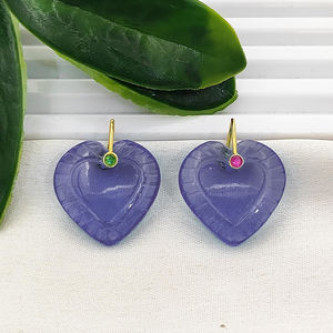 Colgante de Cuarzo Verde Fresa Tallado en Forma de Corazón de 20mm, Amuletos Hechos a Mano en Forma de Corazón, Colgantes Bañados en Oro para Proveedores de Joyería - Product Image 2