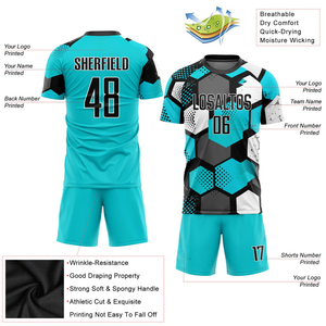 Custom Sublimation Printed Men's <b>Soccer</b> Jersey Breathable Quick Dry Polyester Mesh Fabric Elastic Waist Short Sleeves Custom - Product Image 2