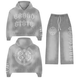 ชุดเซ็ตฮู้ดดี้แทรคสูทผู้ชายแบบกำหนดเอง เสื้อสเวตเชิ้ตกราฟิกสตรีทแวร์ ชุดจ็อกเกอร์ ชุดกีฬาพิมพ์ลาย รับผลิตแบบ OEM ODM แบรนด์ส่วนตัว - Product Image 2