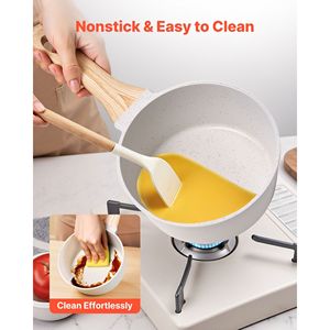 1.5 Qt casseruola antiaderente coperchio in vetro temperato piccola pentola da cucina rimovibile impugnatura a induzione rivestimento bianco compatibile - Product Image 4