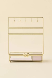 Wholesale Gold Metal Jewelry Organizer with Glass <b>Box</b> Storage Drawer for <b>Earrings</b> and Bracelets - Product Image 2