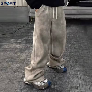 Heavyweight Oversized Custom Acid Wash Sweatpants Baggy 450 Gsm Plain Customized Wide Leg <b>Men</b> <b>Flared</b> Mid Waist Pants - Product Image 5