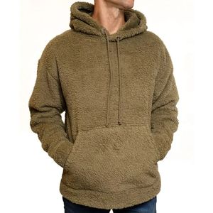 Men's <b>Hooded</b> <b>Fleece</b> <b>Jacket</b> Solid Color Oversized Casual Winter Coat Green - Product Image 2