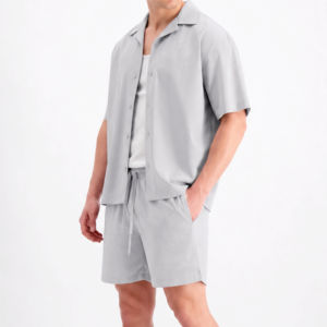 Mens Summer Short Sleeve Shirt And Shorts <b>Set</b> Casual Two Piece Loungewear Custom OEM ODM Supplier Premium Quality Apparel <b>Set</b> XL - Product Image 2