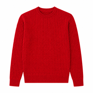 Men's <b>Red</b> <b>Wool</b>/Acrylic Anti-Pilling & Breathable Knitted Pullover Sweater Full Sleeve Winter Wear - Product Image 3