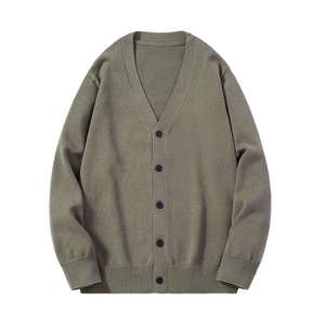 Top Trending <b>Men's</b> Solid Color Knitted <b>Cardigan</b> Sweater V-Neck <b>Long</b> Sleeve Button Closure Autumn Wear - Product Image 2