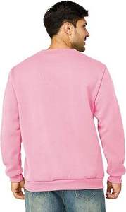Men's <b>Pink</b> Crew Neck <b>Sweatshirt</b> Regular Fit 100% Cotton French Terry Pullover Casual Autumn Wear - Product Image 2