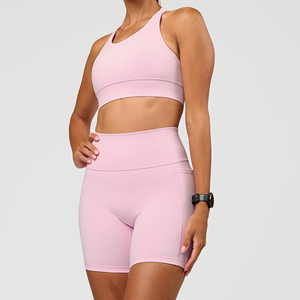 Soutien-gorge de sport à col montant, couleur unie, haut de yoga et de fitness, débardeur court athlétique pour femme - Product Image 4