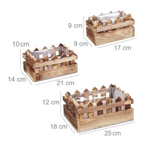 Juego de 3 macetas de madera con diseño de cerca y lámina metálica, ecológicas, para decoración de jardín, balcón y alféizar de ventana, hechas en Vietnam - Product Image 6