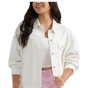 Tendencia de moda de fábrica de etiqueta privada mejor material cliente exigido para las chaquetas de mezclilla de las mujeres - Product Image 1