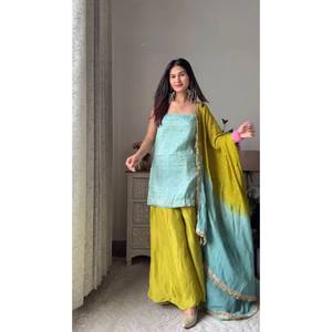 Chiffon Party Wear Suit <b>Set</b> with Sequence and Thread Work Elegant Ensemble - Product Image 3