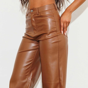 Fournisseur de pantalons en similicuir haut de gamme pour femmes, pantalons en cuir contemporains pour femmes, vente en gros de pantalons décontractés effet cuir pour femmes - Product Image 3