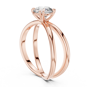 Bague de fiançailles en diamant cultivé en laboratoire, bague solitaire en or rose, bague en diamant élégante et moderne pour femmes, bijoux de mariage en diamant - Product Image 5