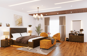 Meubles de chambre à coucher, lit avec pied de lit, lit king size, cadre de lit en bois luxueux, fabrication artisanale, dessus en bois massif, haut de gamme, sculpté à la main - Product Image 2