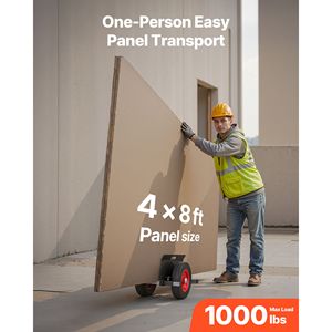Chariot de transport pour plaques de plâtre, capacité de charge de 450 kg, roues en caoutchouc de 10 pouces, pince réglable pour différents terrains - Product Image 2