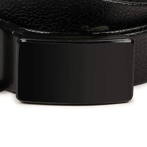 Cinturón Formal de Cuero Genuino Negro con Hebilla Rectangular para Hombre, Diseño de Color Sólido - Product Image 2