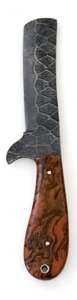 Couteau à viande artisanal en acier Damas foncé avec manche en résine ambrée marron - Product Image 3