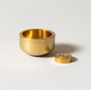 Traditional brass handcrafted incense <b>burner</b> bowl with <b>side</b> holding handle, available at wholesale prices. - Product Image 4