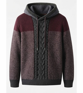 Vente en gros Sweat à capuche tricoté personnalisé avec strass pour homme, en coton épais, à épaules tombantes, coupe classique, imperméable, mode urbaine hiver - Product Image 4