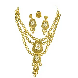 สร้อยคอพร้อมจี้ทองคำแท้ 24K/18K ดีไซน์หรูหราสไตล์แอฟริกัน ชุดเครื่องประดับครบชุดสำหรับงานแต่งงานของผู้หญิงชาวไนจีเรียและกานา - Product Image 2
