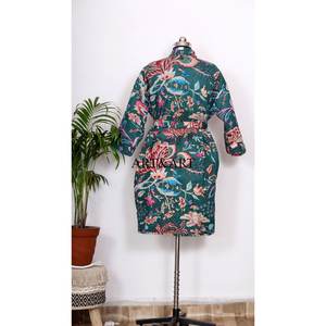 เสื้อคลุมผ้าไหมหลากสีแบบแพทช์เวิร์ค งานแฮนด์เมดสไตล์คันธา เสื้อคลุมฤดูร้อนแบบอินเดีย แจ็คเก็ตคิโมโน ระบายอากาศได้ดี ราคาโรงงาน - Product Image 5